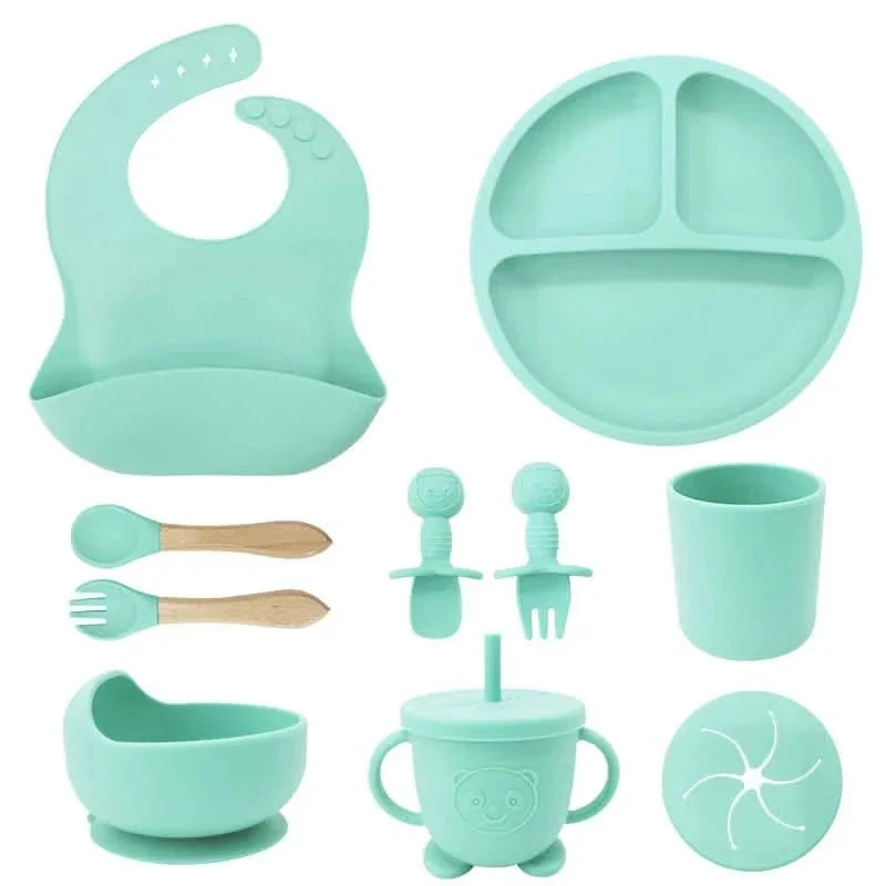Baby Dinnerware Set Silicone Suction Base BPA-Free 10-Piece