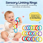 Baby Linking Rings Textured Multicolored Set of 24