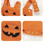 Baby Romper Knitted Pumpkin Print Adjustable Straps