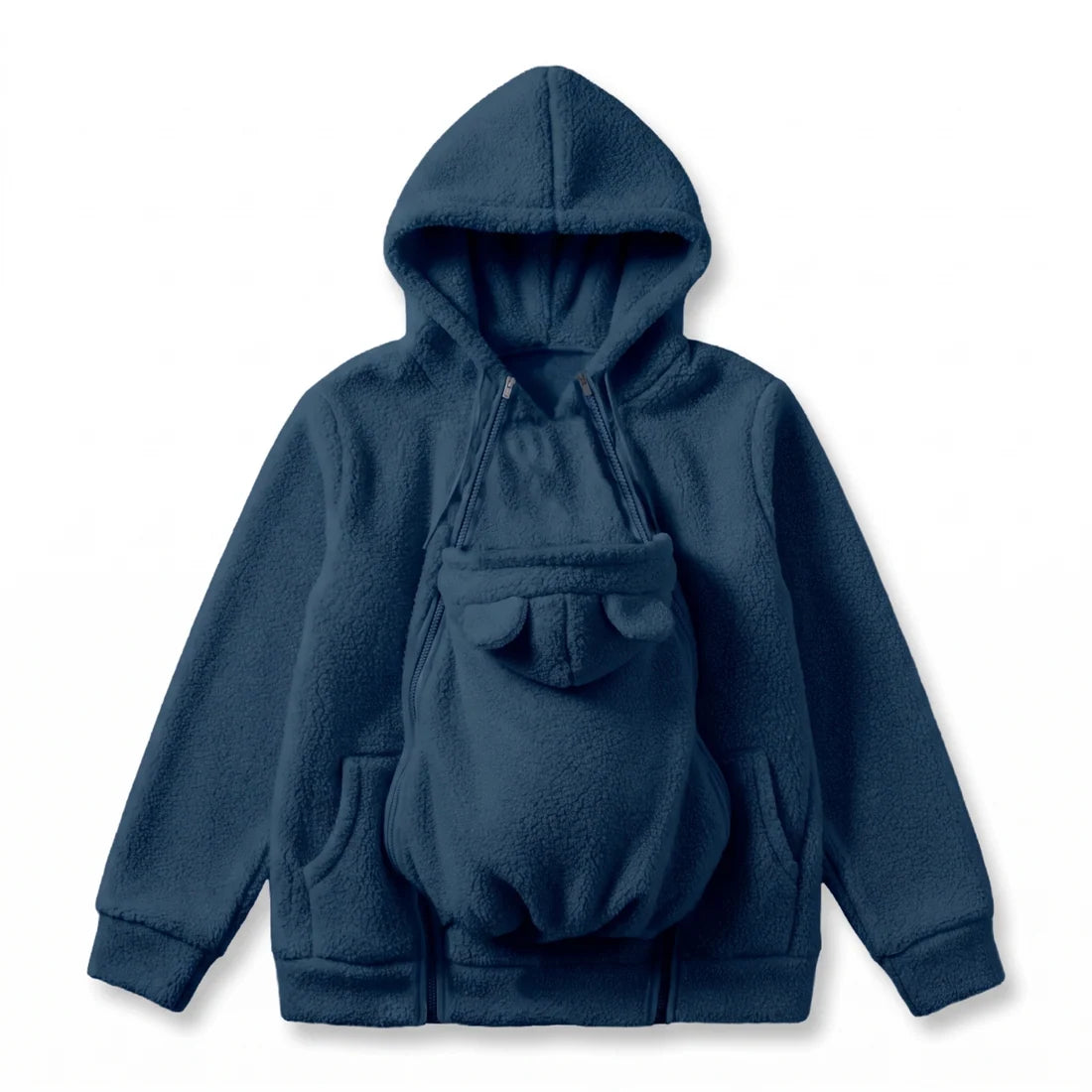 Babywearing Hoodie Built-In Baby Pouch Soft Fleece Zipper Front