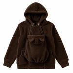 Babywearing Hoodie Built-In Baby Pouch Soft Fleece Zipper Front