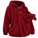 Babywearing Hoodie Plush Fleece Front Pouch Zipper Closure