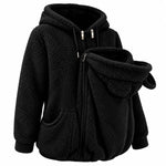 Babywearing Hoodie Plush Fleece Front Pouch Zipper Closure
