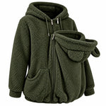 Babywearing Hoodie Plush Fleece Front Pouch Zipper Closure