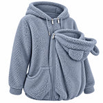 Babywearing Hoodie Plush Fleece Front Pouch Zipper Closure