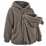 Babywearing Hoodie Plush Fleece Front Pouch Zipper Closure