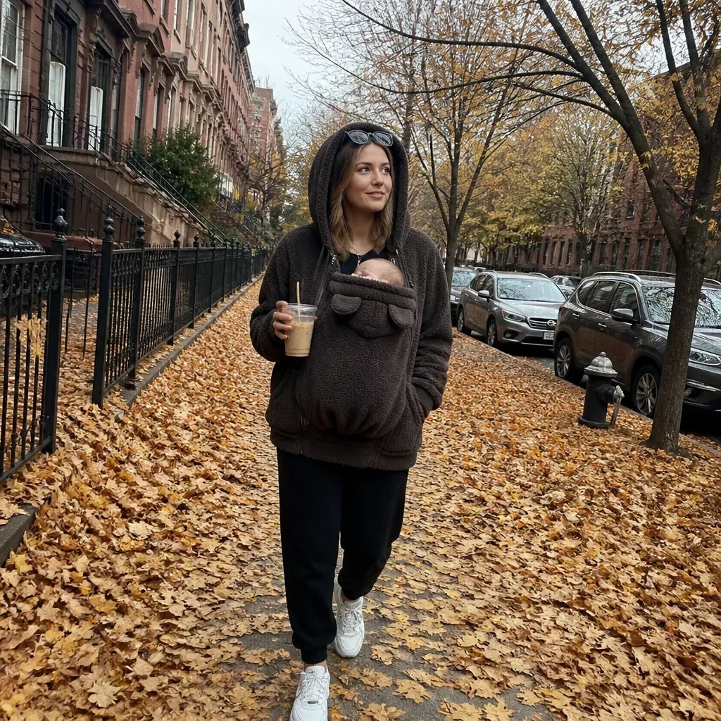 Babywearing Hoodie Sherpa Fleece Removable Zip-On Panel