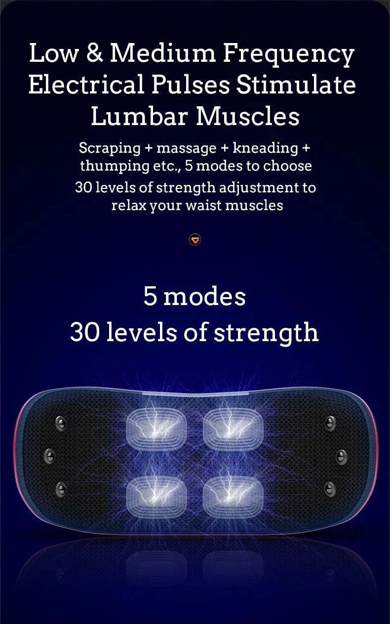 Back Massager Adjustable Pulse & Vibration Remote Control Heating