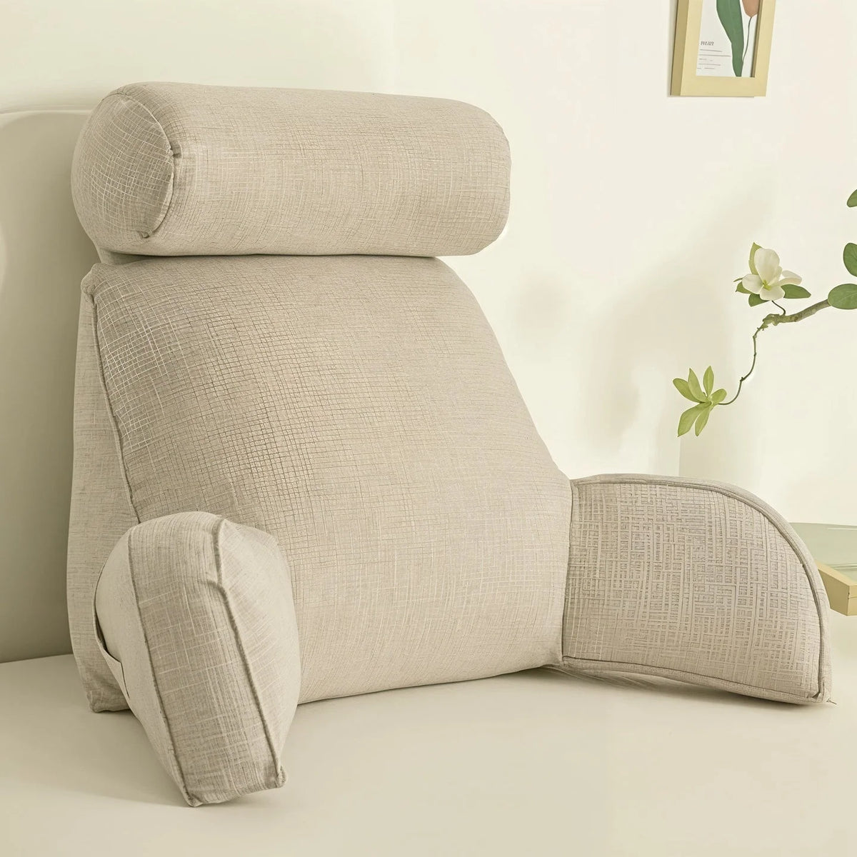 Back Support Cushion Adjustable Headrest Removable Cotton Cover