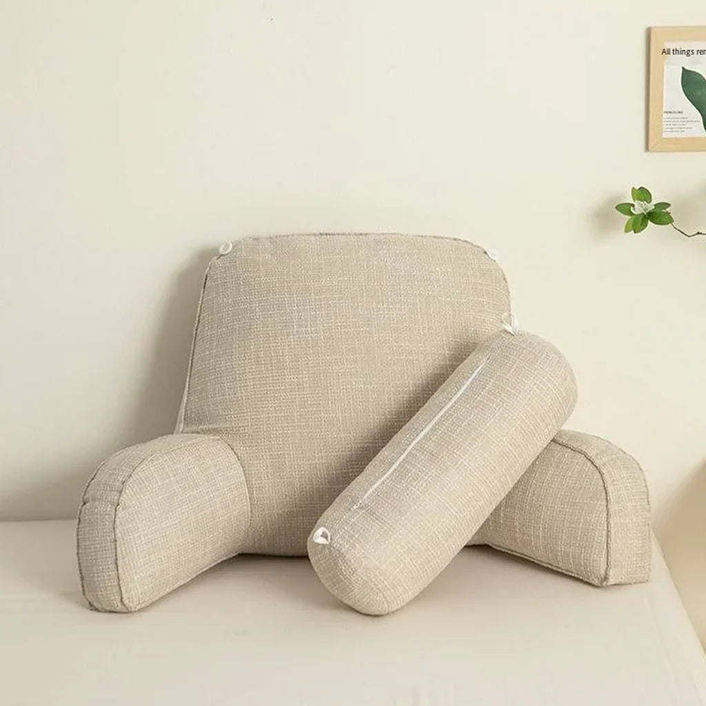 Back Support Cushion Adjustable Headrest Removable Cotton Cover