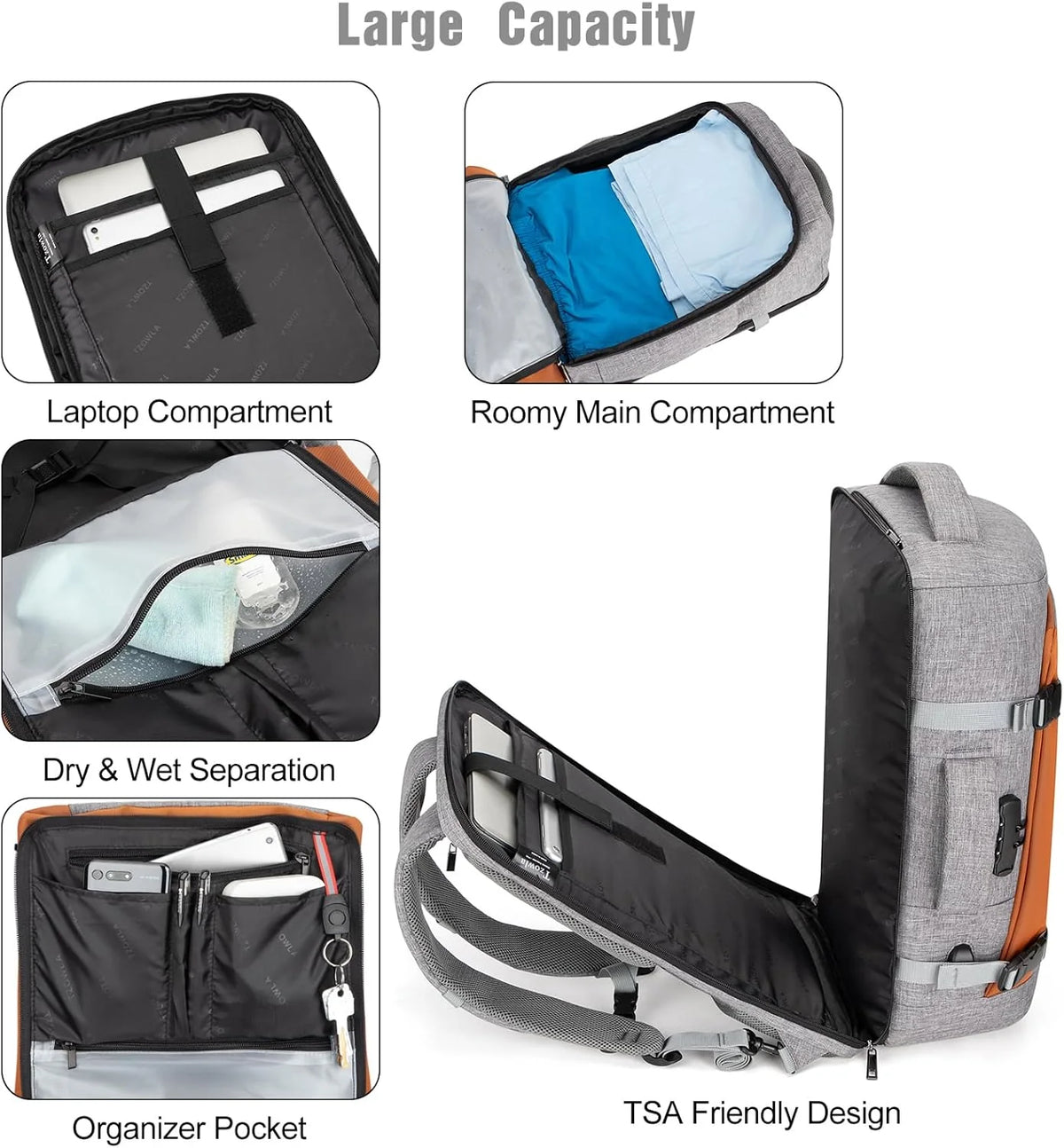 Backpack 40L Padded Laptop USB Charging & Digital Lock