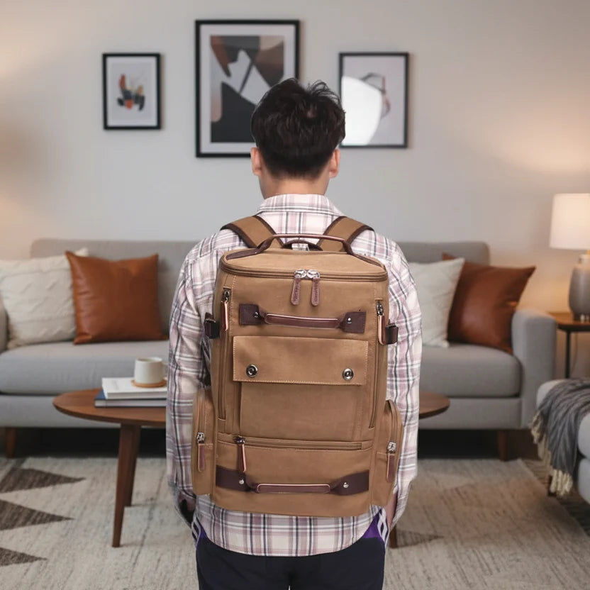 Backpack Durable Canvas 15-Inch Laptop Compartment Adjustable Straps