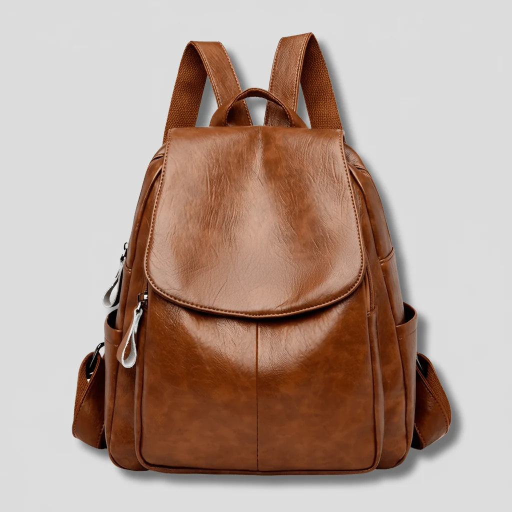 Backpack Embossed PU Leather Hidden Anti-Theft Zipper