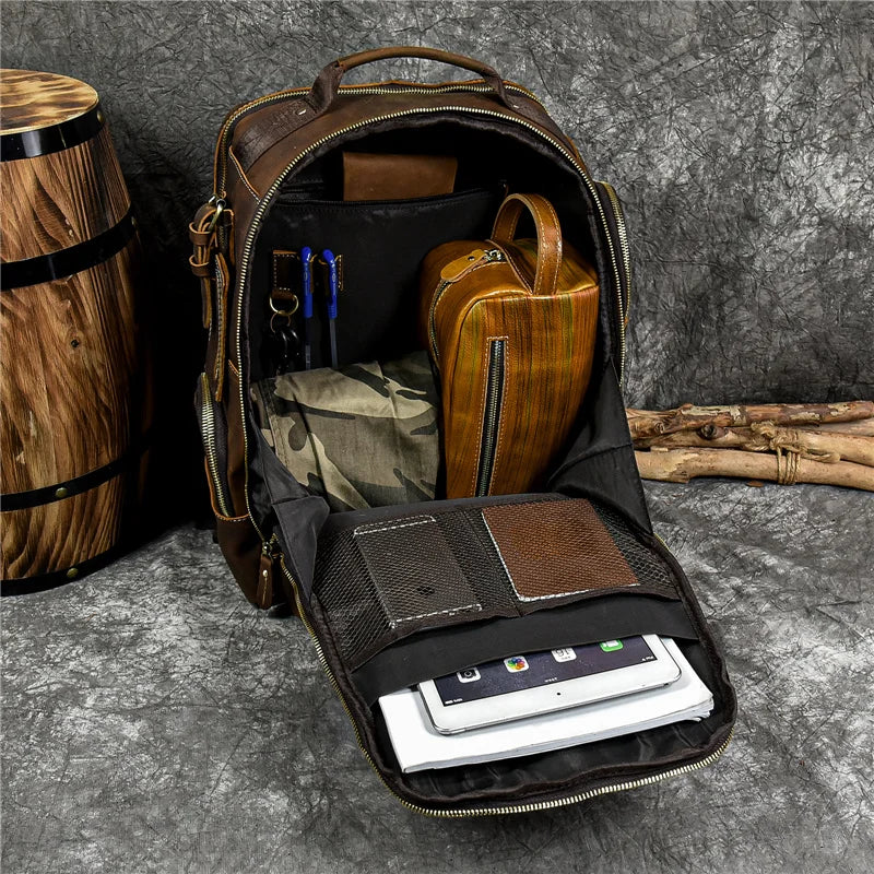 Backpack Full-Grain Leather Fits 15.6-Inch Laptops