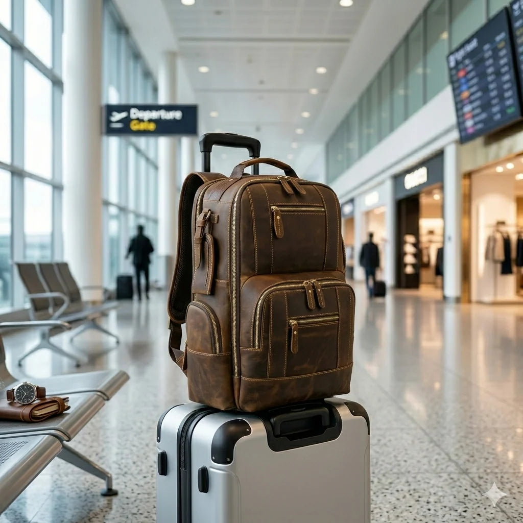 Backpack Full-Grain Leather Fits 15.6-Inch Laptops