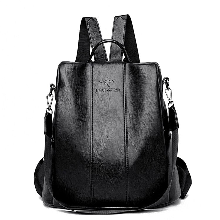 Backpack Vintage PU Leather Anti-Theft Convertible Strap
