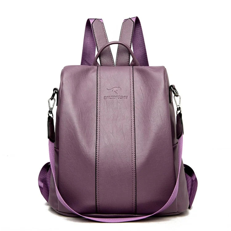 Backpack Vintage PU Leather Anti-Theft Convertible Strap