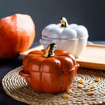 Baking Bowl Pumpkin-Shaped Ceramic With Glazed Lid