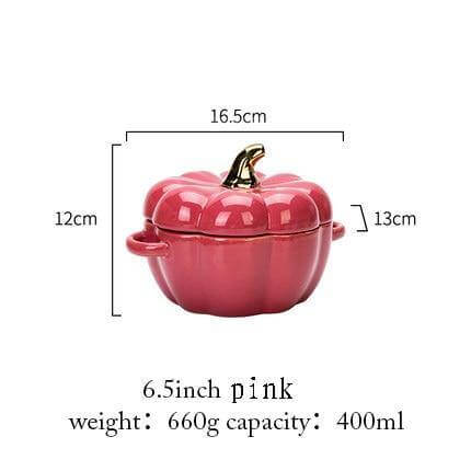 Baking Bowl Pumpkin-Shaped Ceramic With Glazed Lid