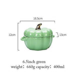 Baking Bowl Pumpkin-Shaped Ceramic With Glazed Lid