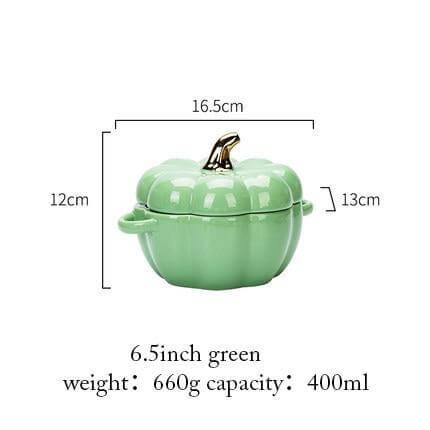 Baking Bowl Pumpkin-Shaped Ceramic With Glazed Lid