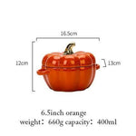 Baking Bowl Pumpkin-Shaped Ceramic With Glazed Lid