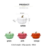 Baking Bowl Pumpkin-Shaped Ceramic With Glazed Lid