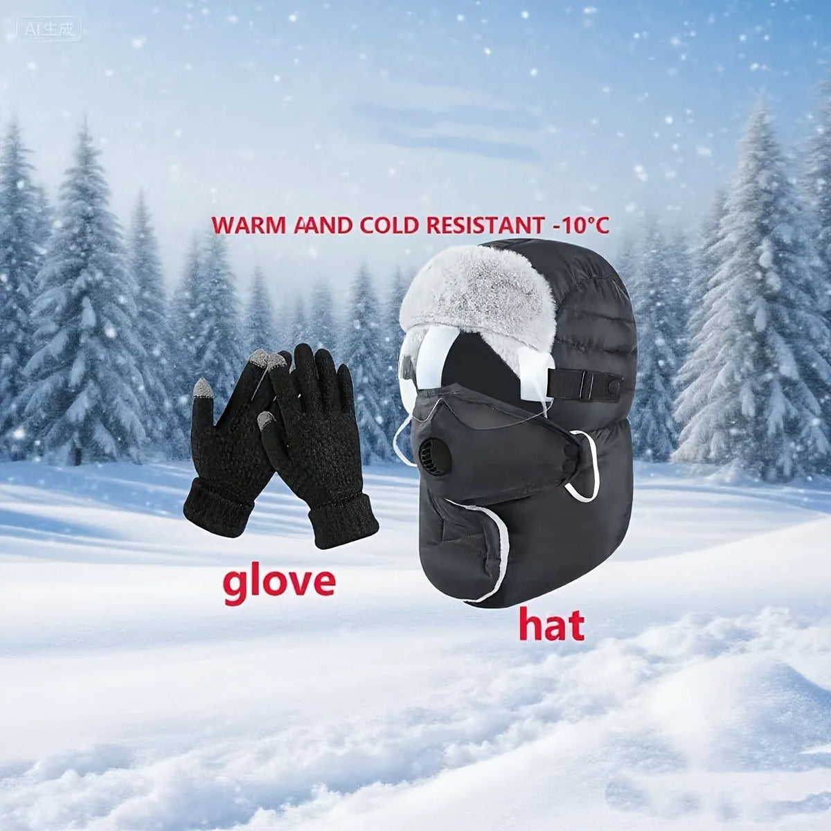 Balaclava Fleece-Lined Windproof Goggles & Removable Mask