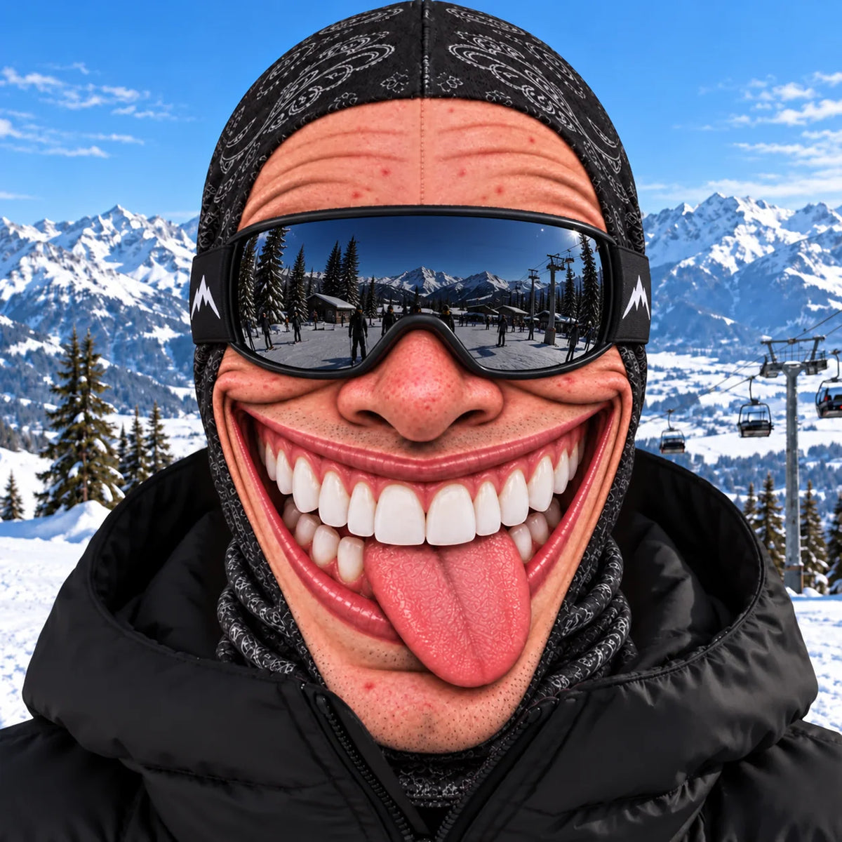 Balaclava Mask Realistic Face Print 4-Way Stretch Helmet Fit