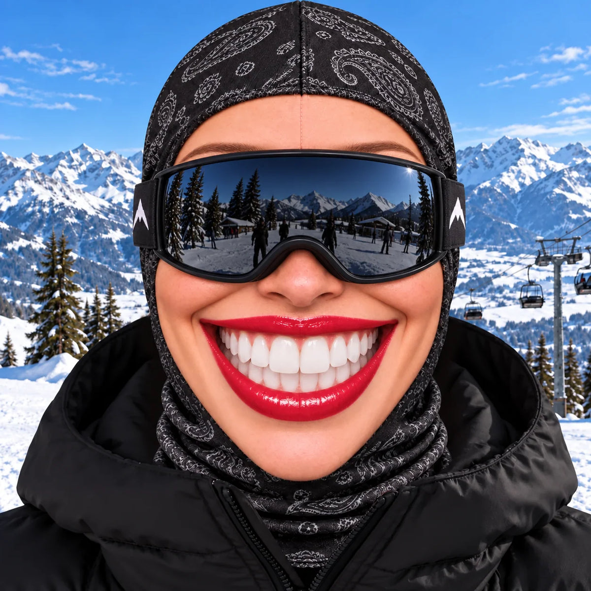 Balaclava Mask Realistic Face Print 4-Way Stretch Helmet Fit