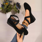 Ballet Flats Hidden Wedge Heel Padded Insole Slip-On Design