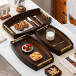 Bamboo Serving Tray Crescent Handle Lightweight