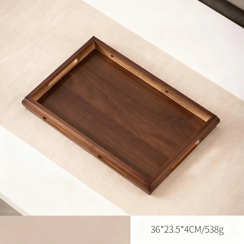 Bamboo Serving Tray Crescent Handle Lightweight