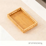 Bamboo Serving Tray Crescent Handle Lightweight