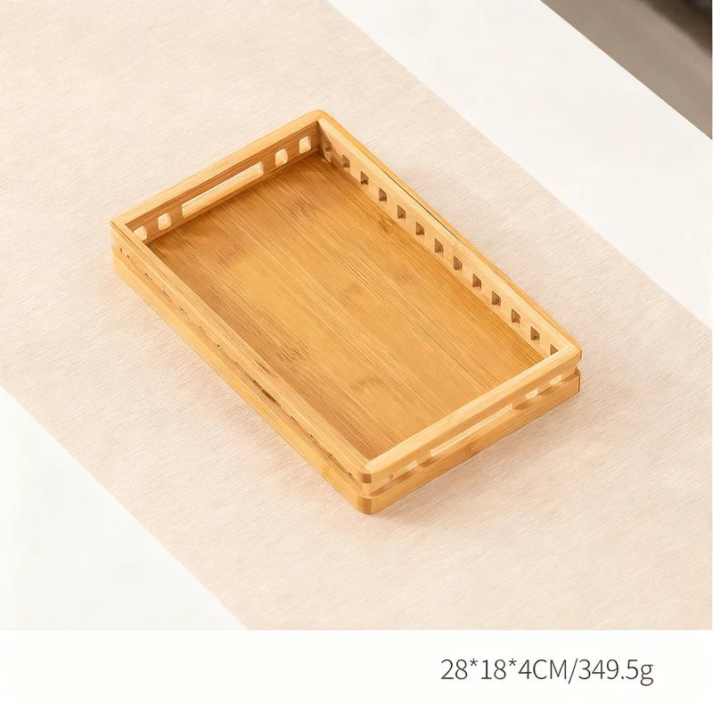 Bamboo Serving Tray Crescent Handle Lightweight