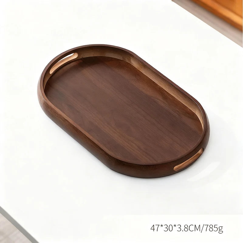 Bamboo Serving Tray Crescent Handle Lightweight