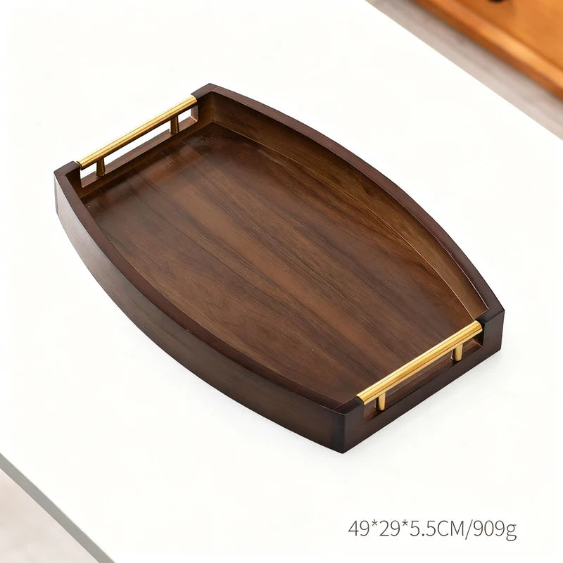 Bamboo Serving Tray Crescent Handle Lightweight
