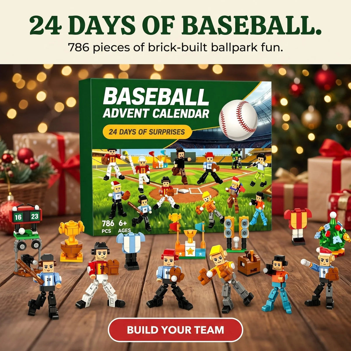 Baseball Advent Calendar 786-Piece Building Brick Set