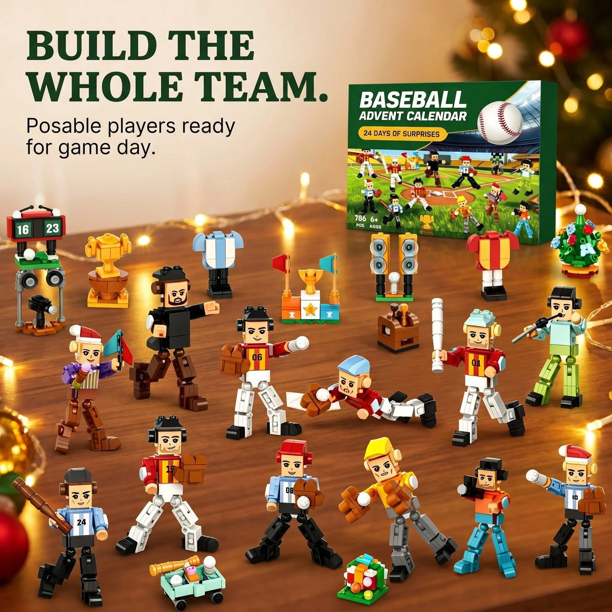Baseball Advent Calendar 786-Piece Building Brick Set