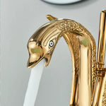 Basin Faucet Single Handle Gold Finish Ceramic Valve