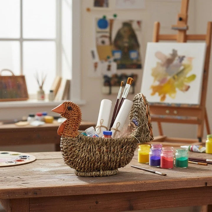Basket Turkey-Shaped Handwoven Storage