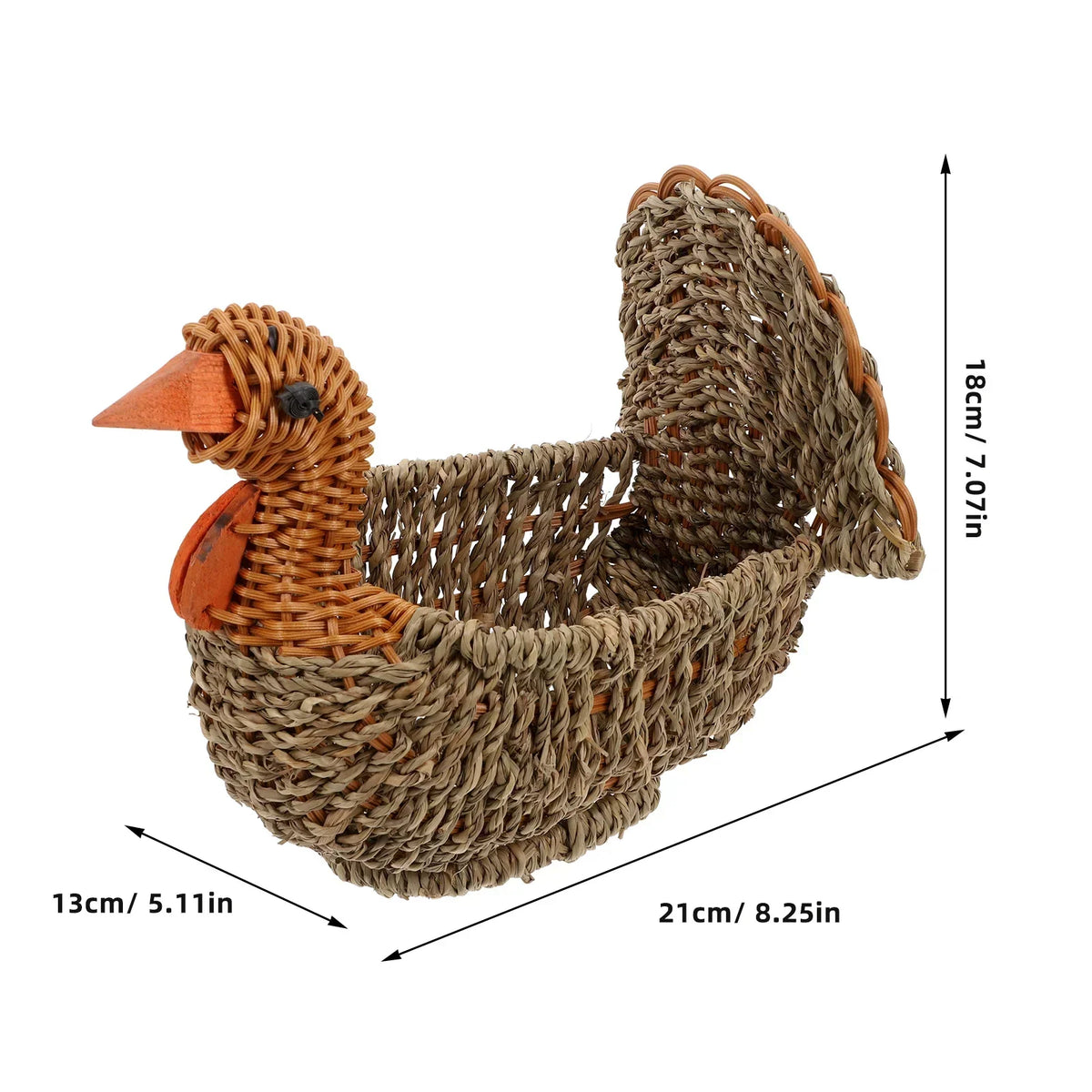 Basket Turkey-Shaped Handwoven Storage