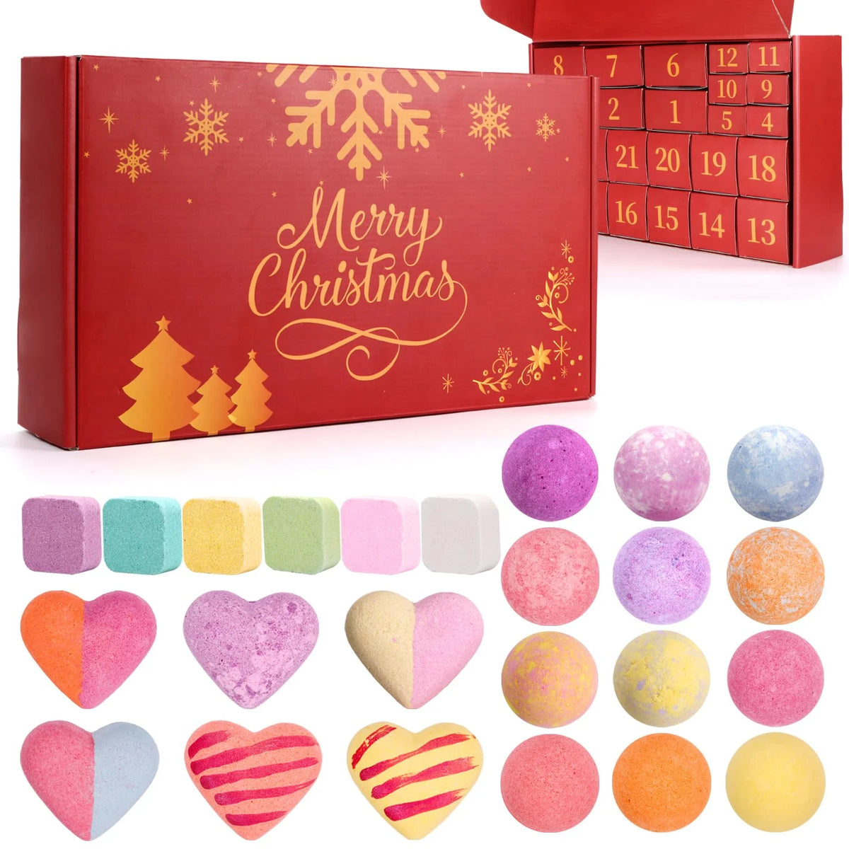Bath Bomb Advent Calendar 24 Count 14 Festive Scents