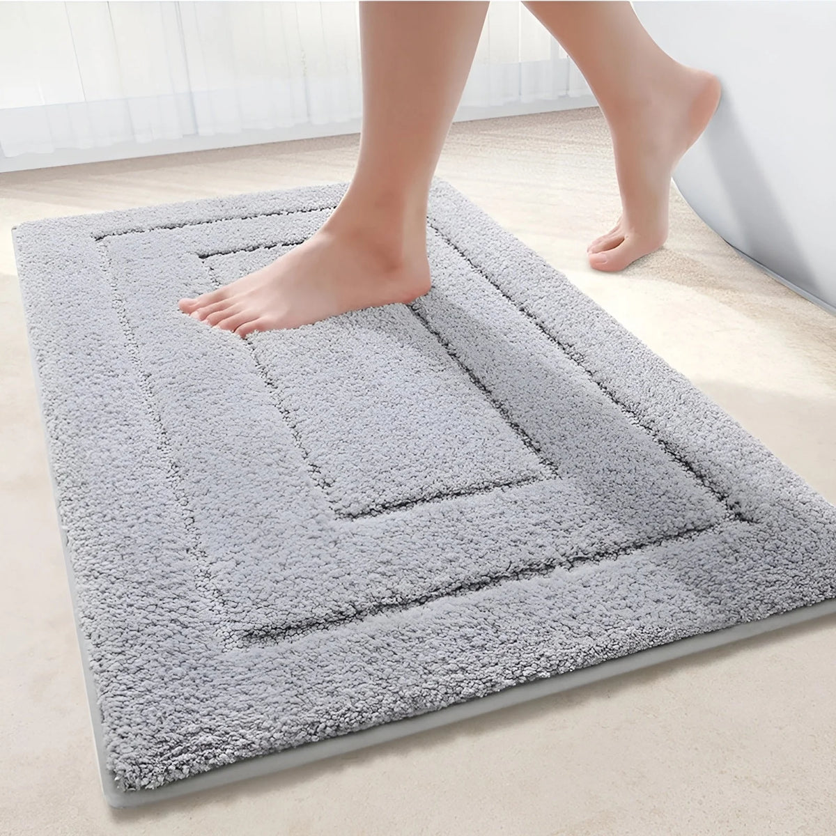 Bath Mat Absorbent Microfiber Non-Slip Machine-Washable