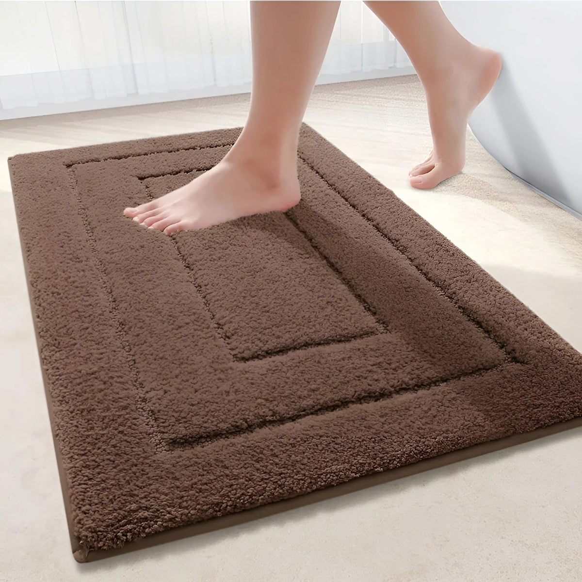 Bath Mat Absorbent Microfiber Non-Slip Machine-Washable