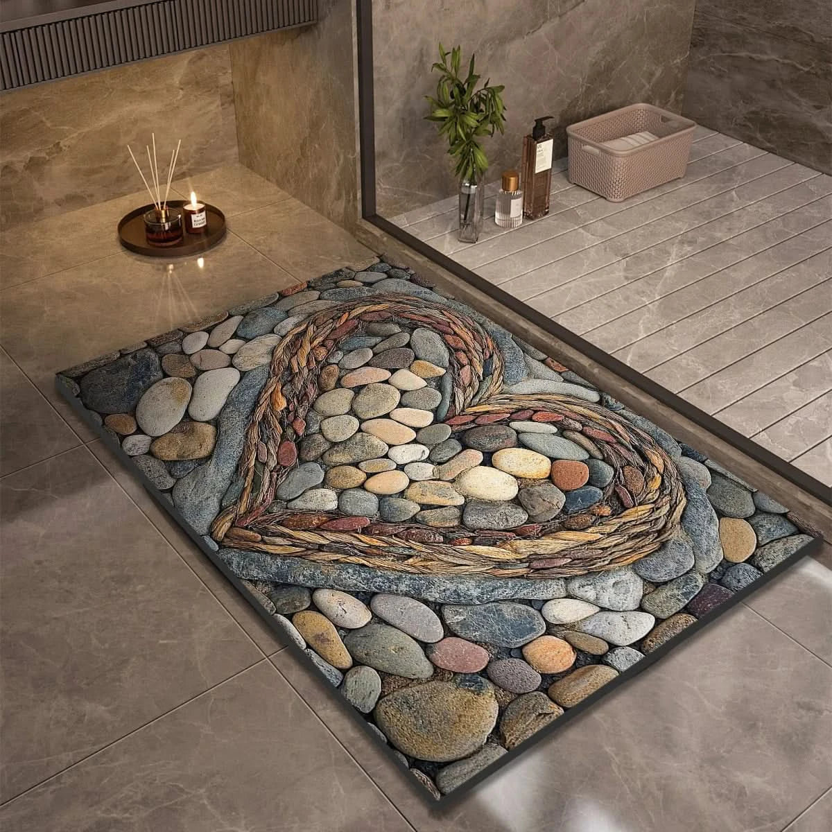 Bath Mat Diatomite Quick-Drying Non-Slip Rubber Base