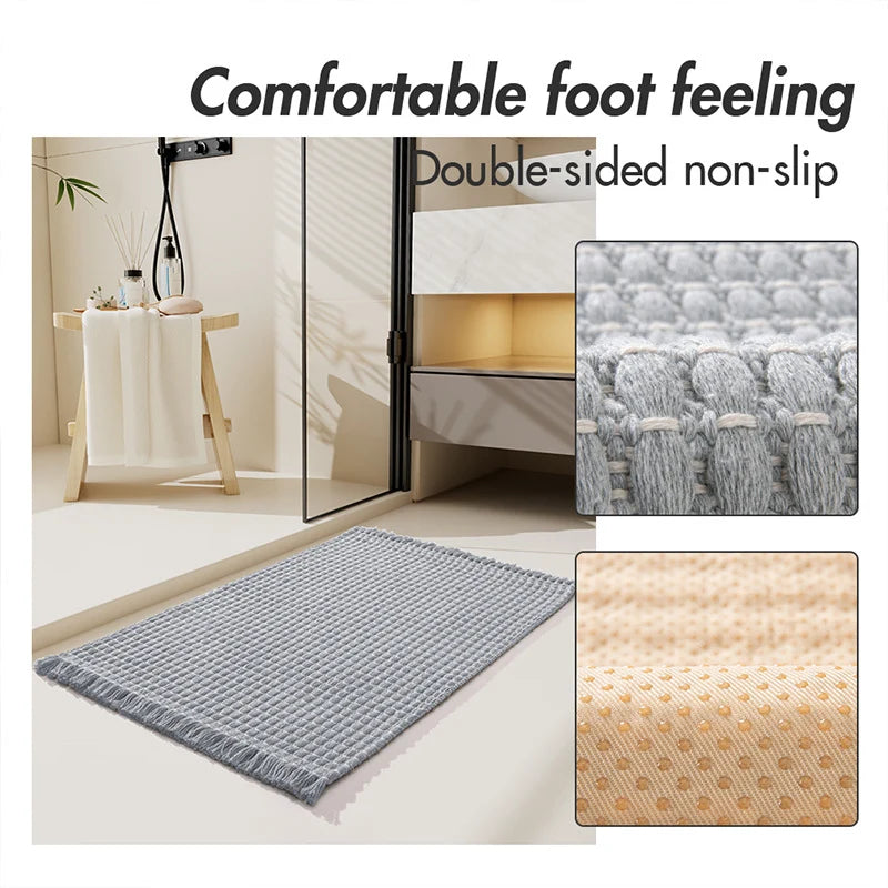 Bath Mat Highly Absorbent Plush Woven Machine Washable