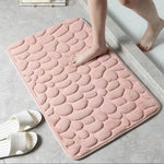Bath Mat Plush Pebble Texture Non-Slip Machine Washable