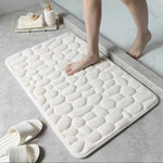 Bath Mat Plush Pebble Texture Non-Slip Machine Washable