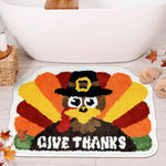 Bath Mat Plush Pumpkin Design Non-Slip Machine-Washable